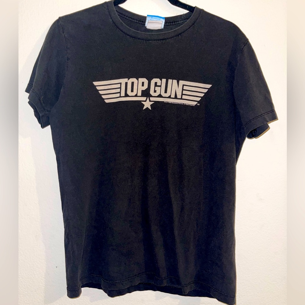 Vtg Paramount Top Gun Movie Logo Short Sleeve Shirt Mens Size MEDIUM Black 2006
